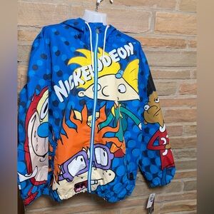 NWT Members Only lightweight jacket with Hey Arnold &Rugrat characters. Kids XL
